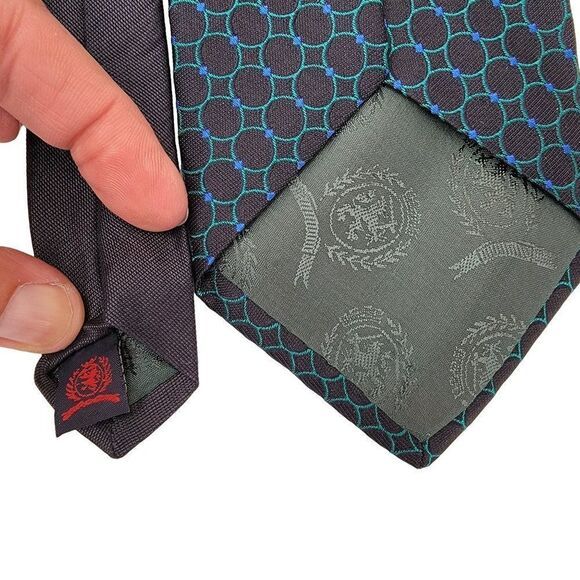 Tommy Hilfiger Mens Silk Necktie NWOT Black Blue Circles Geometric - Picture 4 of 5